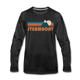 Steamboat, Colorado Long Sleeve T-Shirt - Retro Mountain Unisex Steamboat Long Sleeve Shirt - charcoal gray