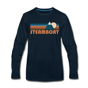 Steamboat, Colorado Long Sleeve T-Shirt - Retro Mountain Unisex Steamboat Long Sleeve Shirt - deep navy
