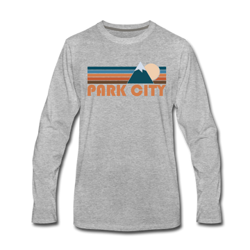 Park City, Utah Long Sleeve T-Shirt - Retro Mountain Unisex Park City Long Sleeve Shirt - heather gray