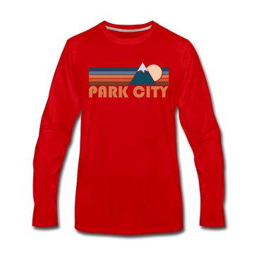 Park City, Utah Long Sleeve T-Shirt - Retro Mountain Unisex Park City Long Sleeve Shirt - red