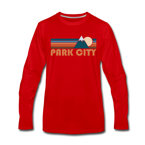 Park City, Utah Long Sleeve T-Shirt - Retro Mountain Unisex Park City Long Sleeve Shirt - red