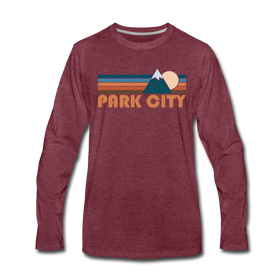 Park City, Utah Long Sleeve T-Shirt - Retro Mountain Unisex Park City Long Sleeve Shirt - heather burgundy