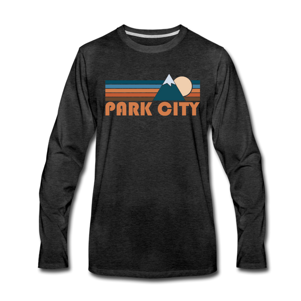 Park City, Utah Long Sleeve T-Shirt - Retro Mountain Unisex Park City Long Sleeve Shirt - charcoal gray