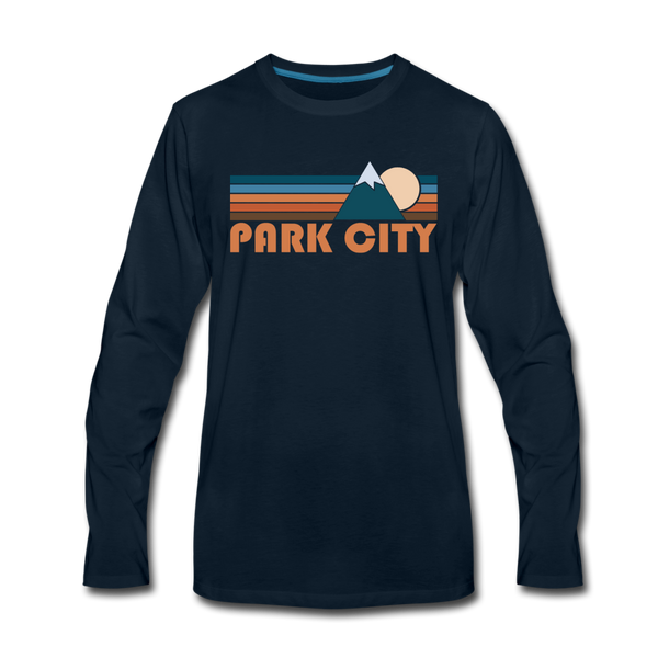 Park City, Utah Long Sleeve T-Shirt - Retro Mountain Unisex Park City Long Sleeve Shirt - deep navy