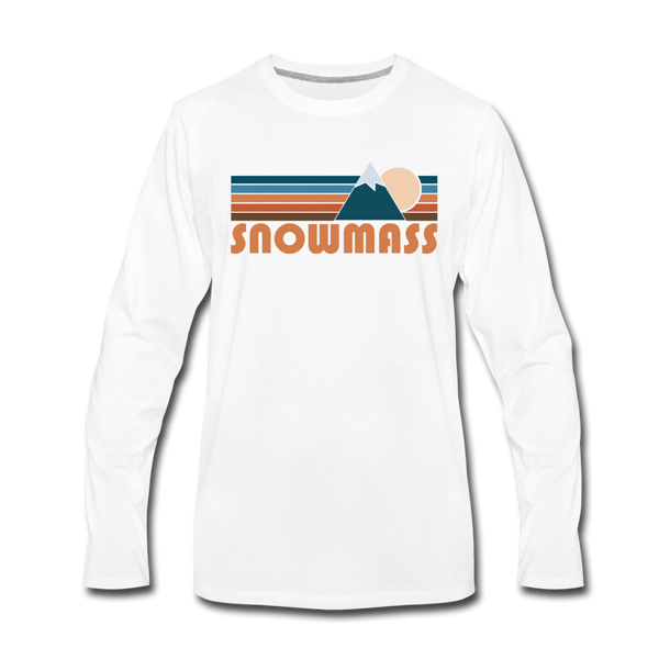 Snowmass, Colorado Long Sleeve T-Shirt - Retro Mountain Unisex Snowmass Long Sleeve Shirt - white