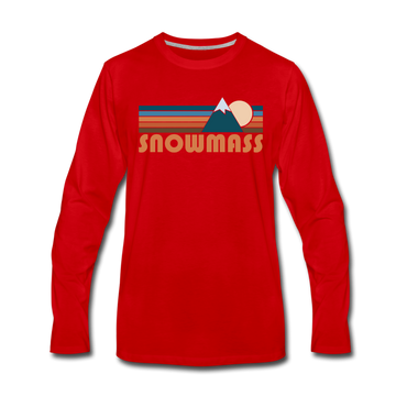 Snowmass, Colorado Long Sleeve T-Shirt - Retro Mountain Unisex Snowmass Long Sleeve Shirt - red