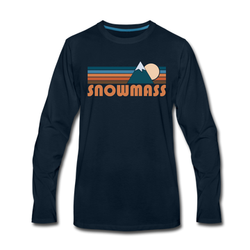 Snowmass, Colorado Long Sleeve T-Shirt - Retro Mountain Unisex Snowmass Long Sleeve Shirt - deep navy