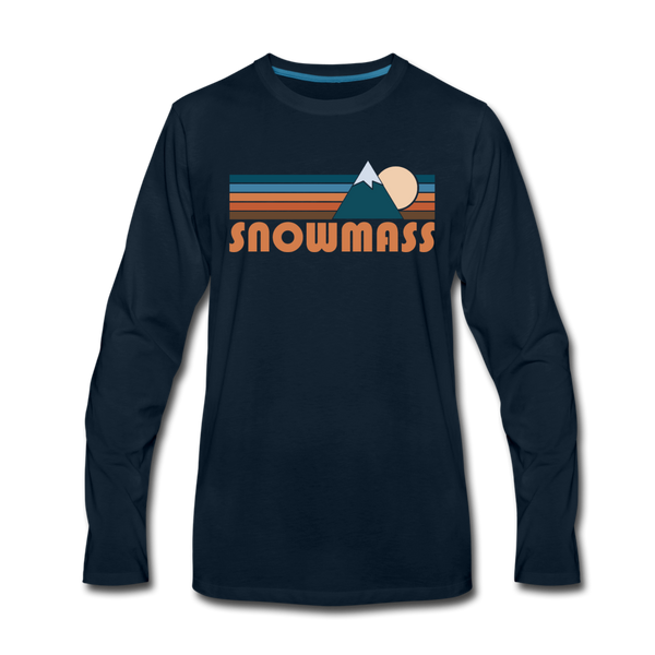 Snowmass, Colorado Long Sleeve T-Shirt - Retro Mountain Unisex Snowmass Long Sleeve Shirt - deep navy