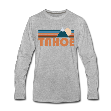 Tahoe, California Long Sleeve T-Shirt - Retro Mountain Unisex Tahoe Long Sleeve Shirt - heather gray