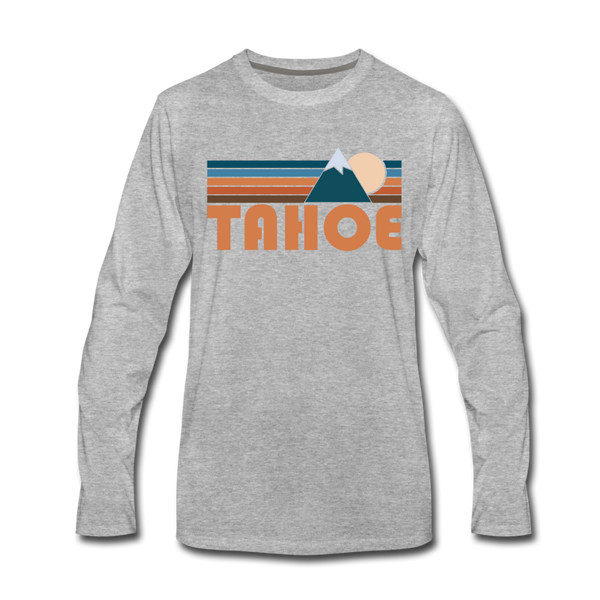 Tahoe, California Long Sleeve T-Shirt - Retro Mountain Unisex Tahoe Long Sleeve Shirt - heather gray