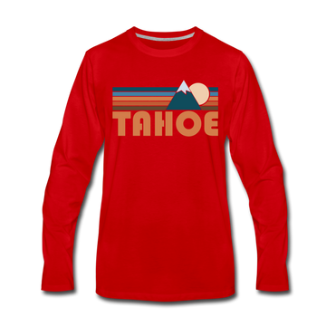 Tahoe, California Long Sleeve T-Shirt - Retro Mountain Unisex Tahoe Long Sleeve Shirt - red