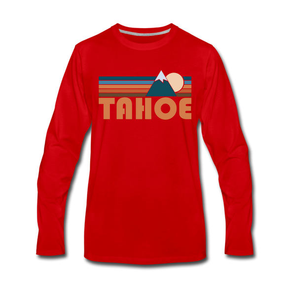 Tahoe, California Long Sleeve T-Shirt - Retro Mountain Unisex Tahoe Long Sleeve Shirt - red