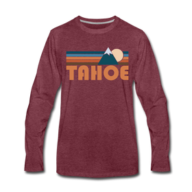 Tahoe, California Long Sleeve T-Shirt - Retro Mountain Unisex Tahoe Long Sleeve Shirt - heather burgundy