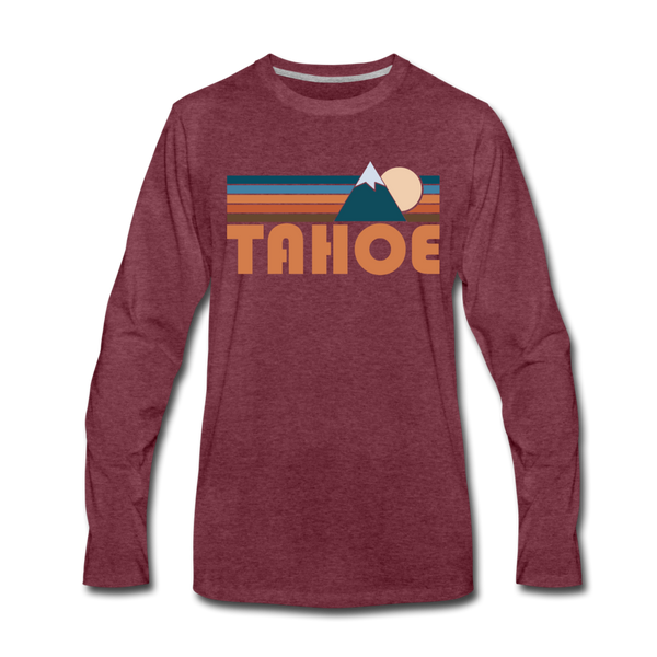 Tahoe, California Long Sleeve T-Shirt - Retro Mountain Unisex Tahoe Long Sleeve Shirt - heather burgundy