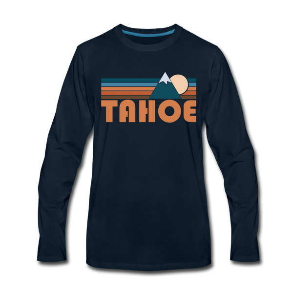 Tahoe, California Long Sleeve T-Shirt - Retro Mountain Unisex Tahoe Long Sleeve Shirt - deep navy