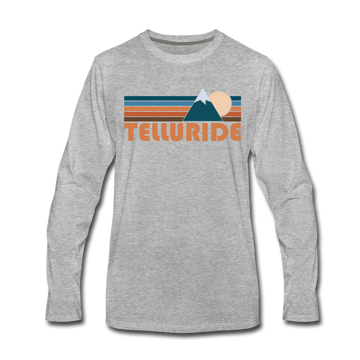 Telluride, Colorado Long Sleeve T-Shirt - Retro Mountain Unisex Telluride Long Sleeve Shirt - heather gray