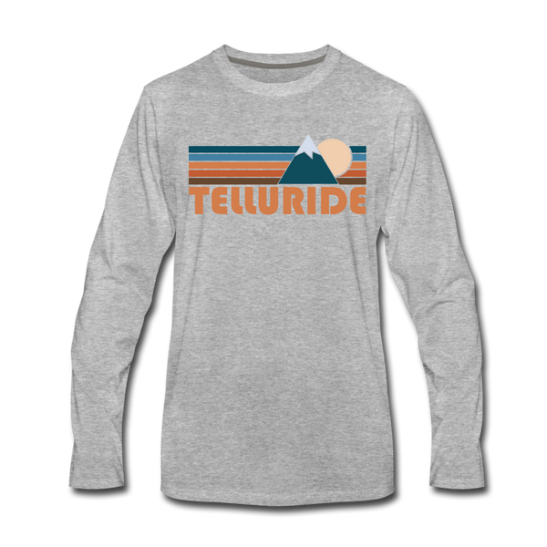 Telluride, Colorado Long Sleeve T-Shirt - Retro Mountain Unisex Telluride Long Sleeve Shirt - heather gray