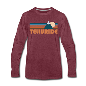 Telluride, Colorado Long Sleeve T-Shirt - Retro Mountain Unisex Telluride Long Sleeve Shirt - heather burgundy