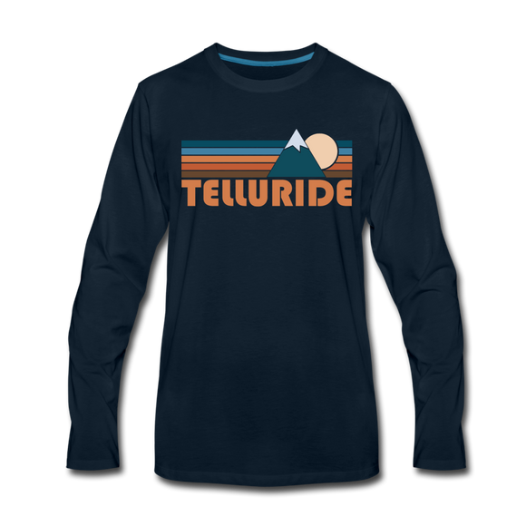 Telluride, Colorado Long Sleeve T-Shirt - Retro Mountain Unisex Telluride Long Sleeve Shirt - deep navy