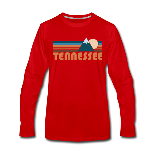 Tennessee Long Sleeve T-Shirt - Retro Mountain Unisex Tennessee Long Sleeve Shirt - red
