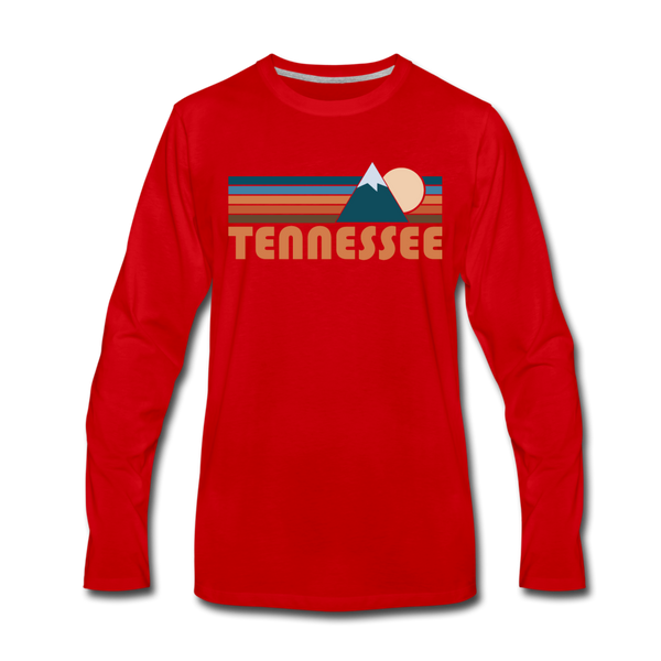 Tennessee Long Sleeve T-Shirt - Retro Mountain Unisex Tennessee Long Sleeve Shirt - red