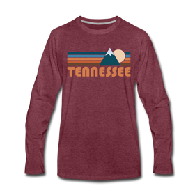 Tennessee Long Sleeve T-Shirt - Retro Mountain Unisex Tennessee Long Sleeve Shirt - heather burgundy