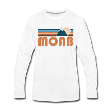 Moab, Utah Long Sleeve T-Shirt - Retro Mountain Unisex Moab Long Sleeve Shirt - white