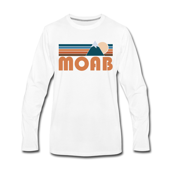 Moab, Utah Long Sleeve T-Shirt - Retro Mountain Unisex Moab Long Sleeve Shirt - white