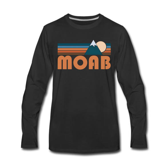 Moab, Utah Long Sleeve T-Shirt - Retro Mountain Unisex Moab Long Sleeve Shirt - black