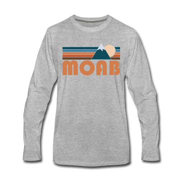 Moab, Utah Long Sleeve T-Shirt - Retro Mountain Unisex Moab Long Sleeve Shirt - heather gray
