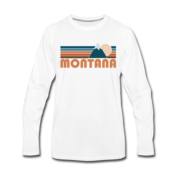 Montana Long Sleeve T-Shirt - Retro Mountain Unisex Montana Long Sleeve Shirt - white