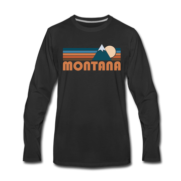 Montana Long Sleeve T-Shirt - Retro Mountain Unisex Montana Long Sleeve Shirt - black