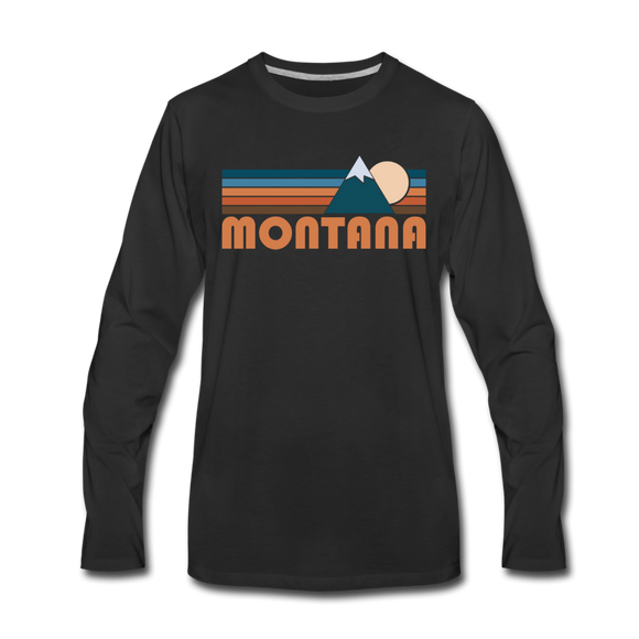 Montana Long Sleeve T-Shirt - Retro Mountain Unisex Montana Long Sleeve Shirt - black