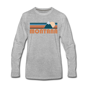 Montana Long Sleeve T-Shirt - Retro Mountain Unisex Montana Long Sleeve Shirt - heather gray