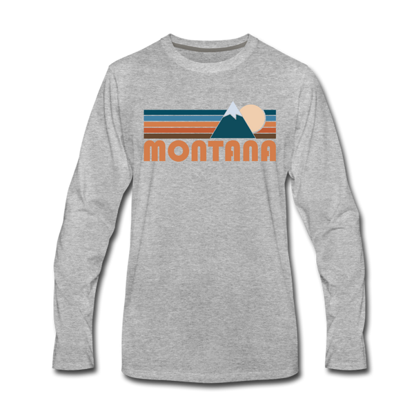 Montana Long Sleeve T-Shirt - Retro Mountain Unisex Montana Long Sleeve Shirt - heather gray