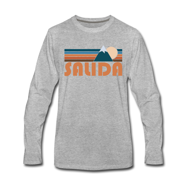 Salida, Colorado Long Sleeve T-Shirt - Retro Mountain Unisex Salida Long Sleeve Shirt - heather gray