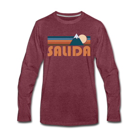 Salida, Colorado Long Sleeve T-Shirt - Retro Mountain Unisex Salida Long Sleeve Shirt - heather burgundy