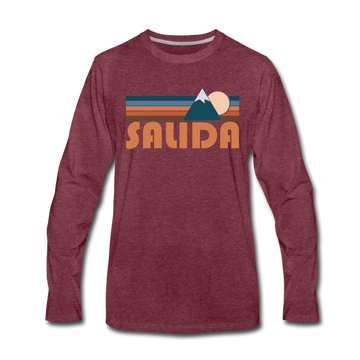 Salida, Colorado Long Sleeve T-Shirt - Retro Mountain Unisex Salida Long Sleeve Shirt - heather burgundy