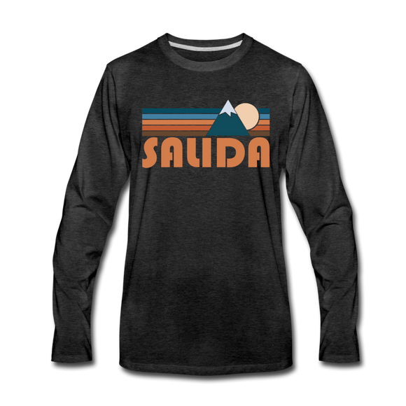 Salida, Colorado Long Sleeve T-Shirt - Retro Mountain Unisex Salida Long Sleeve Shirt - charcoal gray