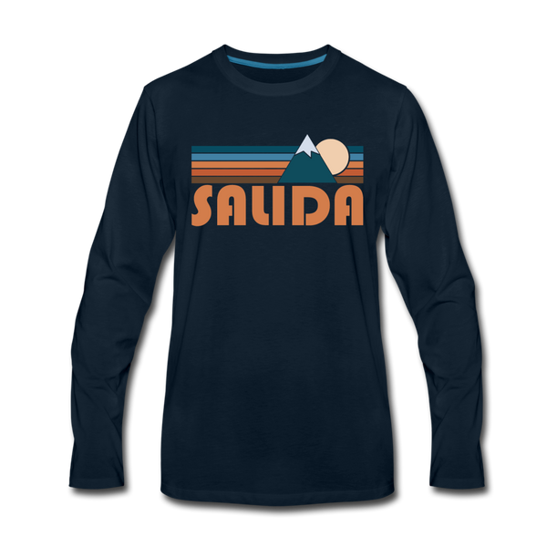 Salida, Colorado Long Sleeve T-Shirt - Retro Mountain Unisex Salida Long Sleeve Shirt - deep navy