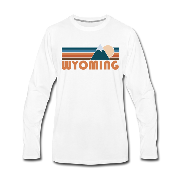 Wyoming Long Sleeve T-Shirt - Retro Mountain Unisex Wyoming Long Sleeve Shirt - white