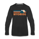 Wyoming Long Sleeve T-Shirt - Retro Mountain Unisex Wyoming Long Sleeve Shirt - black