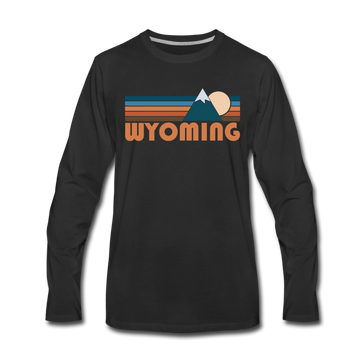 Wyoming Long Sleeve T-Shirt - Retro Mountain Unisex Wyoming Long Sleeve Shirt - black