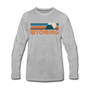 Wyoming Long Sleeve T-Shirt - Retro Mountain Unisex Wyoming Long Sleeve Shirt - heather gray