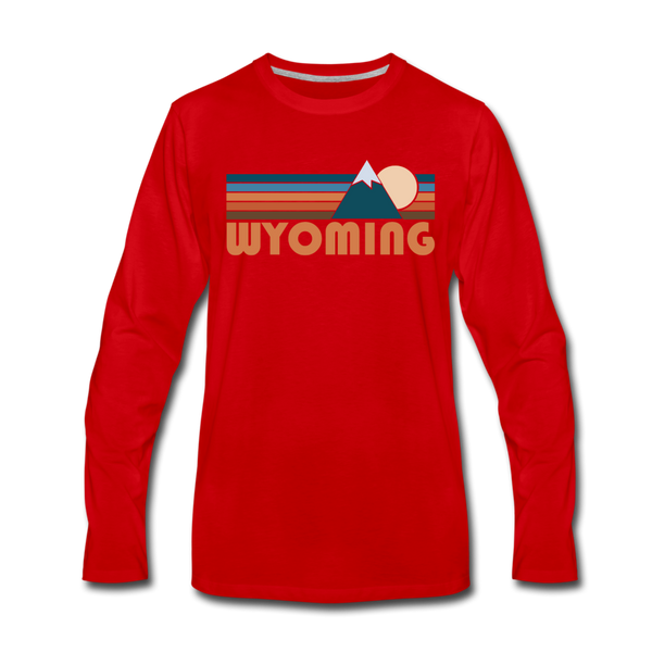 Wyoming Long Sleeve T-Shirt - Retro Mountain Unisex Wyoming Long Sleeve Shirt - red