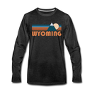 Wyoming Long Sleeve T-Shirt - Retro Mountain Unisex Wyoming Long Sleeve Shirt - charcoal gray