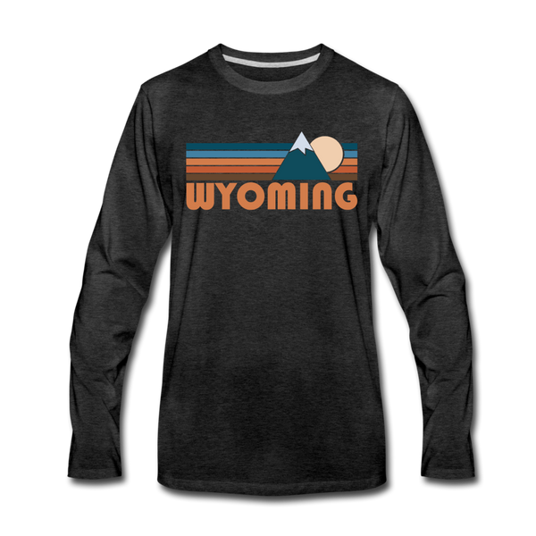 Wyoming Long Sleeve T-Shirt - Retro Mountain Unisex Wyoming Long Sleeve Shirt - charcoal gray