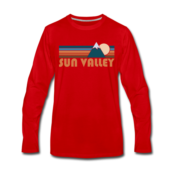 Sun Valley, Idaho Long Sleeve T-Shirt - Retro Mountain Unisex Sun Valley Long Sleeve Shirt - red