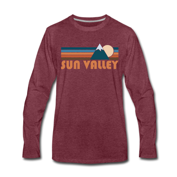 Sun Valley, Idaho Long Sleeve T-Shirt - Retro Mountain Unisex Sun Valley Long Sleeve Shirt - heather burgundy