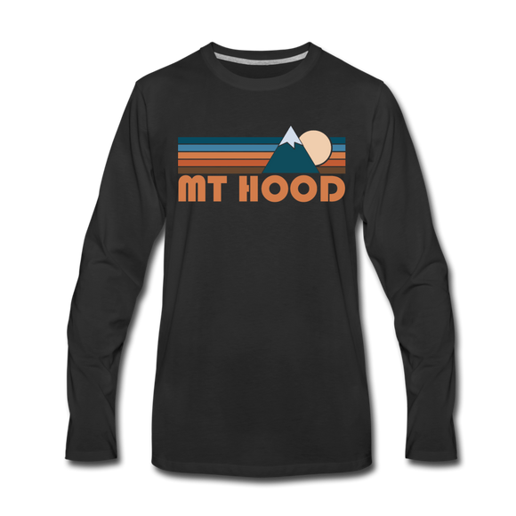 Mount Hood, Oregon Long Sleeve T-Shirt - Retro Mountain Unisex Mount Hood Long Sleeve Shirt - black